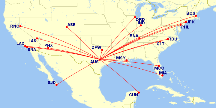 American flight network map